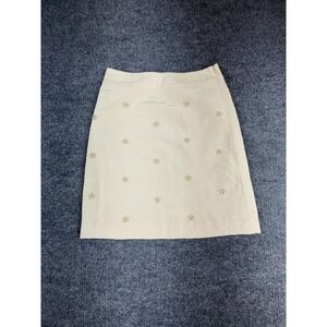 Talbots Skirt Womens Petite 2P White Beaded Floral Twill Pencil Lined Dressy